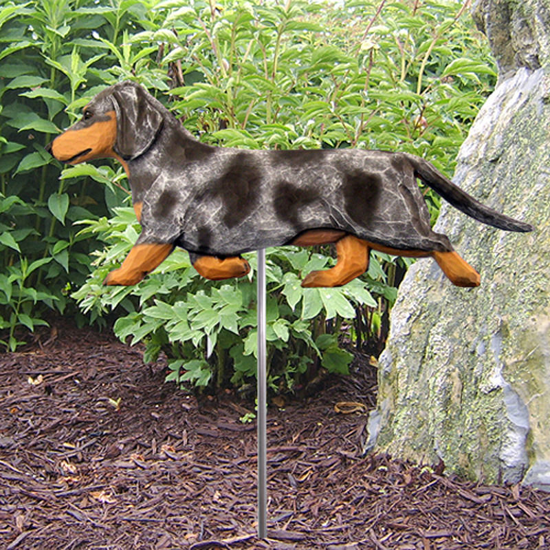 Dachshund Outdoor Garden Dog Sign Hand Painted Figure Blue Smooth