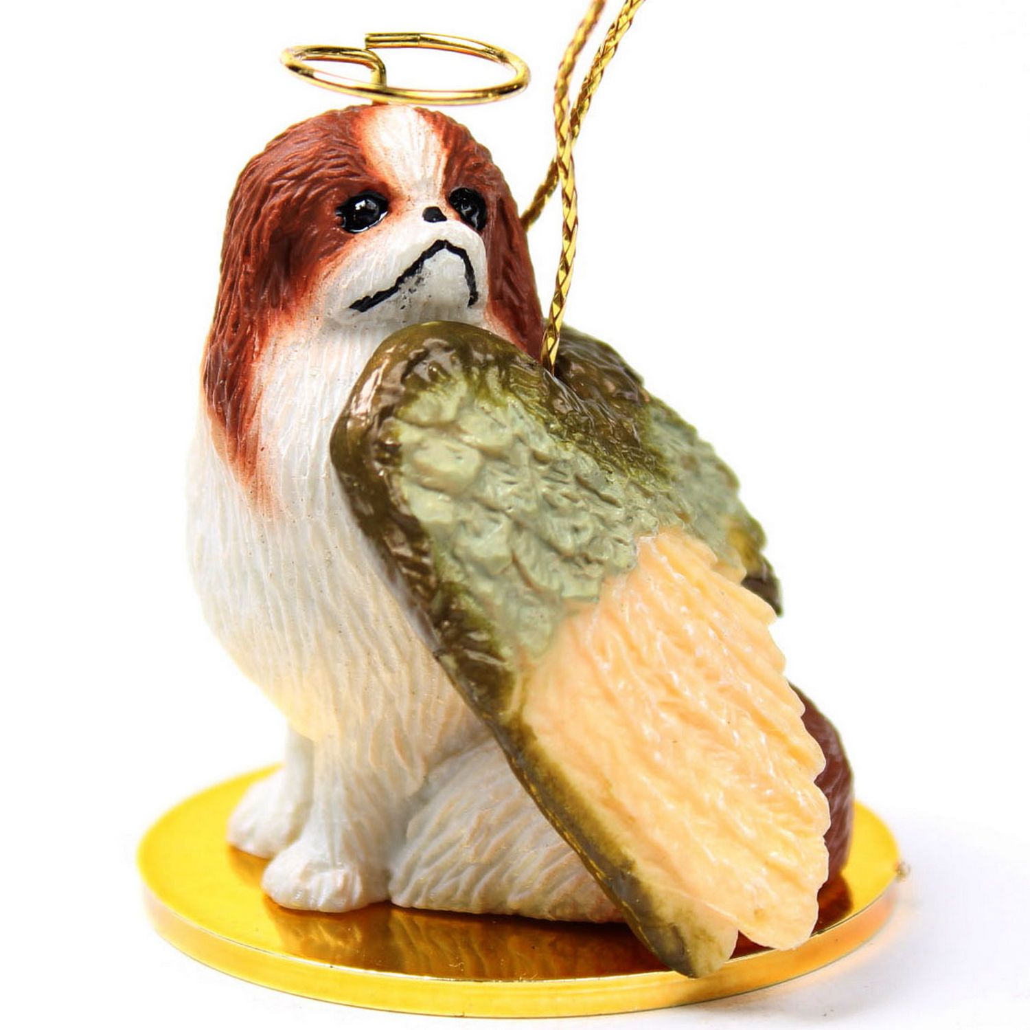 Japanese Chin Ornament Angel Figurine Hand Painted Brown/White