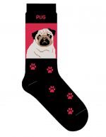 Pug Socks Lightweight Cotton Crew Stretch Red