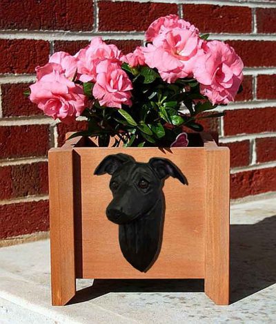 Italian Greyhound Planter Flower Pot Black