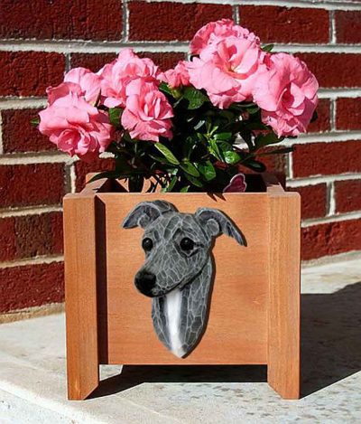 Italian Greyhound Planter Flower Pot Blue