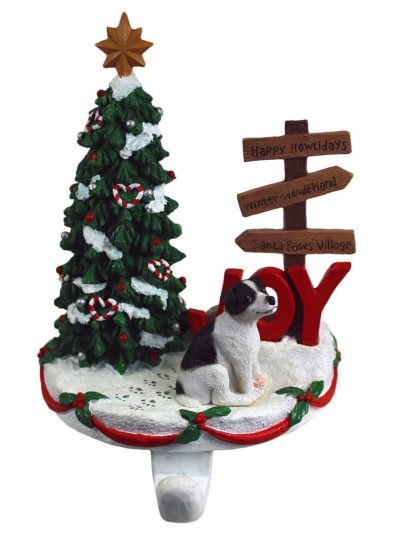 Jack Russell Terrier Stocking Holder Hanger Black Smooth Coat