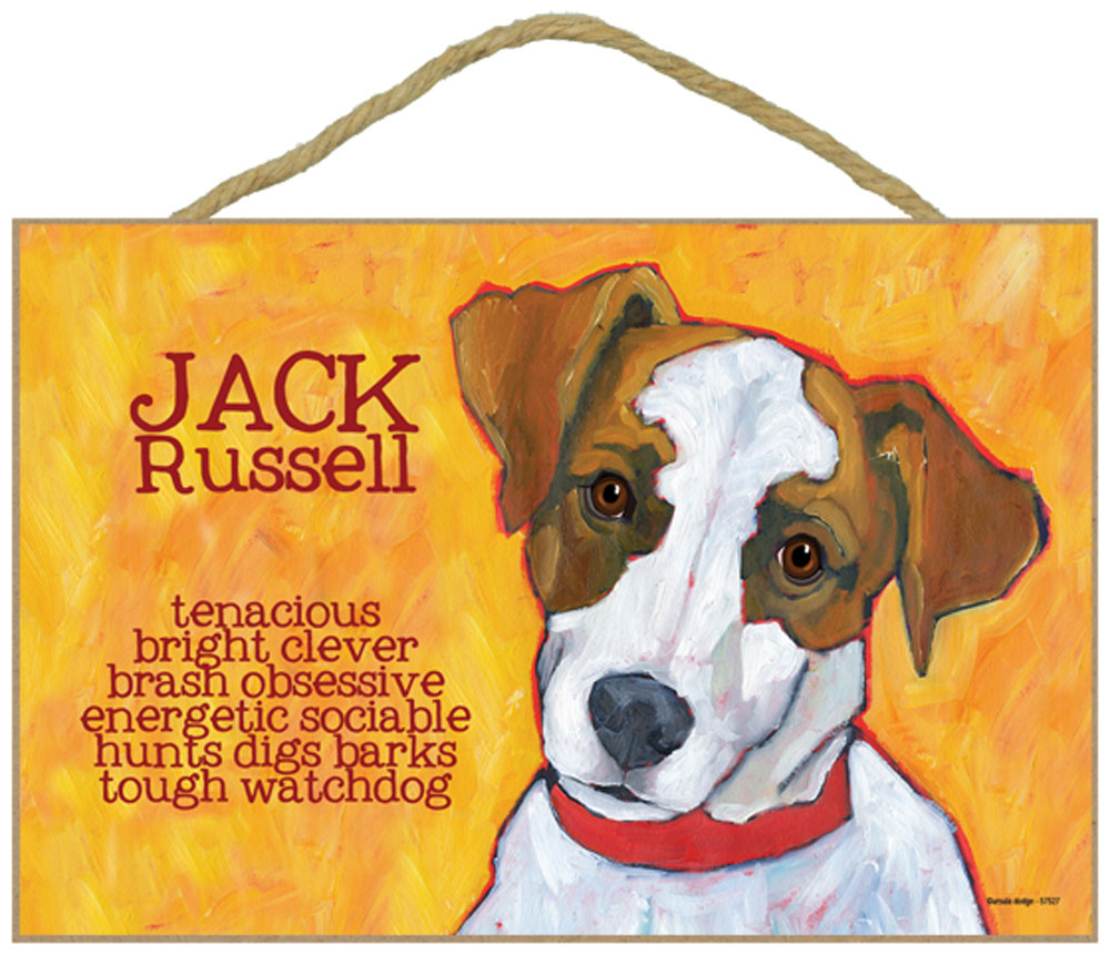 Terrier JACK RUSSELL Subway Style  5 X10 hanging Wood Sign USA made