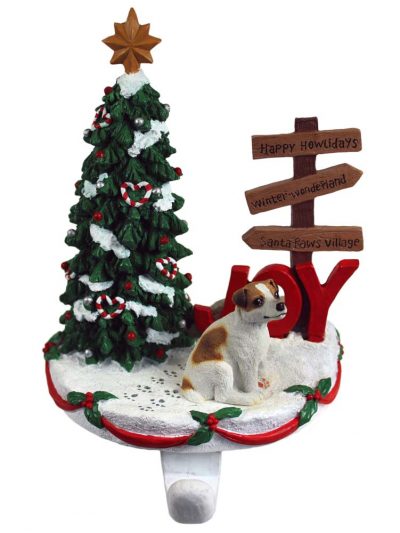 Jack Russell Terrier Stocking Holder Hanger Brown Smooth Coat