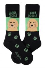 Labradoodle Blonde Socks - Green and Black in Color