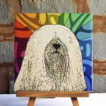 Lhasa Apso Blonde Colorful Portrait Original Artwork on Ceramic Tile 4x4 Inches