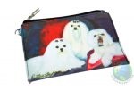 3 Maltese Sitting on Couch Design on Zippered Coin Pouch Wallet