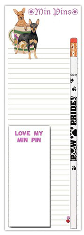 Mini Pinscher Dog Notepads To Do List Pad Pencil Gift Set