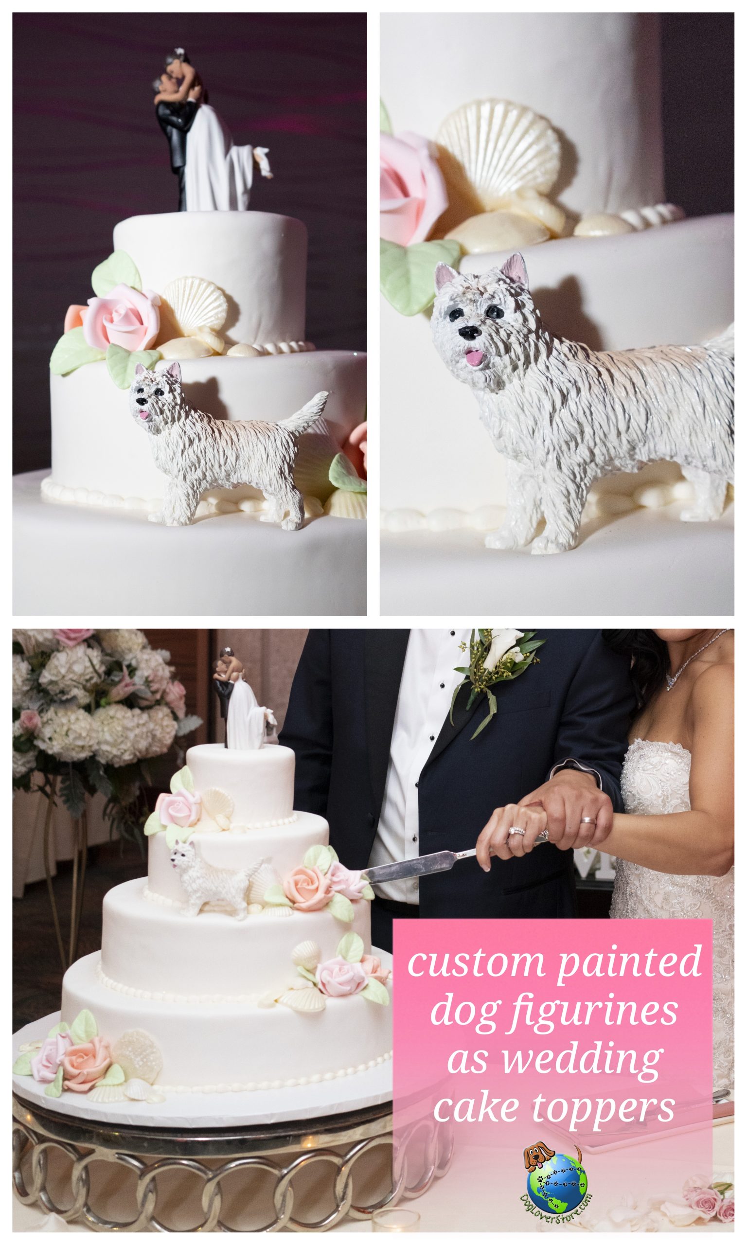 Custom Painted Wedding Dog Cake Toppers