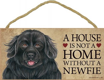 Newfoundland Indoor Dog Breed Sign Plaque - A House Is Not A Home + Bonus Coaster