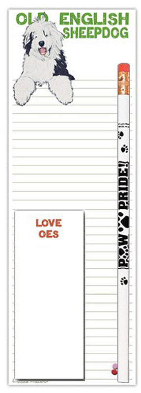 Old English Sheepdog Dog Notepads To Do List Pad Pencil Gift Set