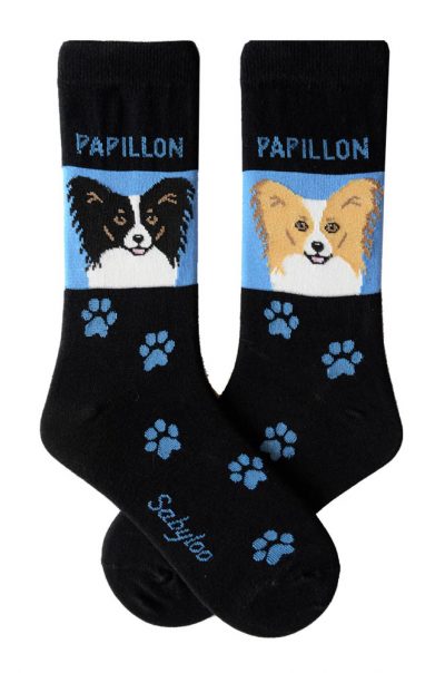 Papillon Black & Brown Socks - Blue and Black in Color