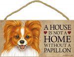 Papillon Wood Dog Sign Wall Plaque 5 x 10 + Bonus Coaster