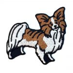 Papillon Iron on Embroidered Patch Brown