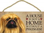 Pekingese Wood Dog Sign Wall Plaque 5 x 10 + Bonus Coaster