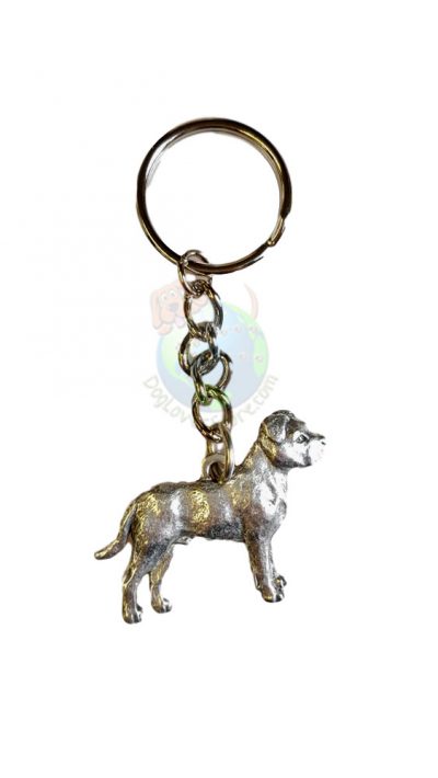 Pitbull Uncropped Pewter Keychain