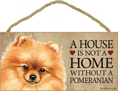 Pomeranian Wood Dog Sign Wall Plaque 5 x 10 + Bonus Coaster