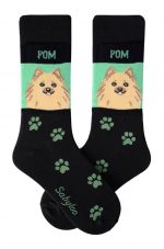 Pomeranian Tan Socks - Black & Green in Color