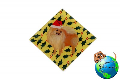 Pomeranian Dog Crystal Glass Holiday Christmas Ornament