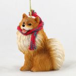 Pomeranian Dog Christmas Ornament Scarf Figurine