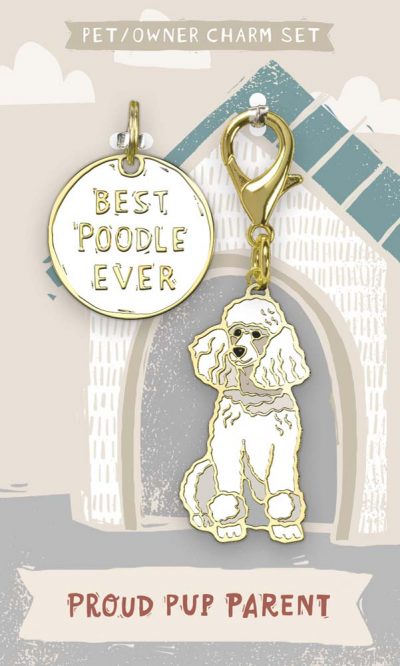 Poodle Collar Charm and Keychain Set