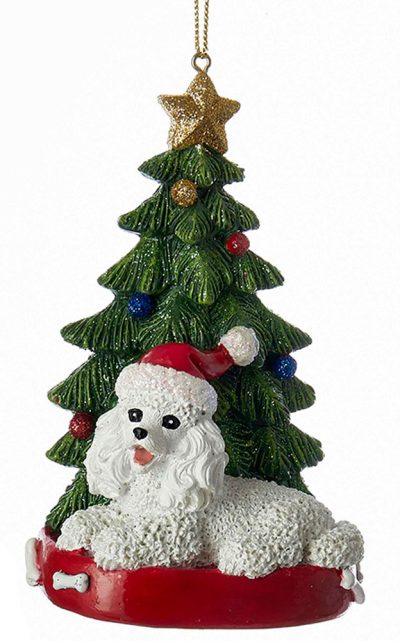 Poodle Christmas Tree Ornament White