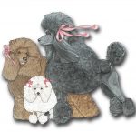Poodle Wooden Magnet Family