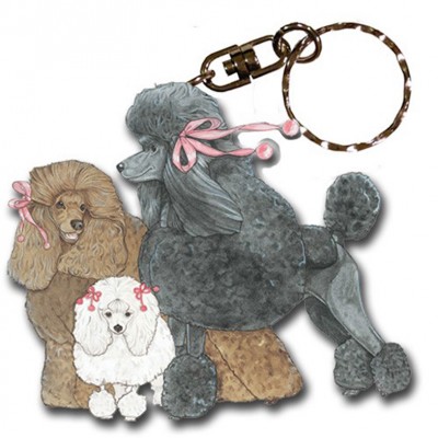 Poodle Wooden Dog Breed Keychain Key Ring