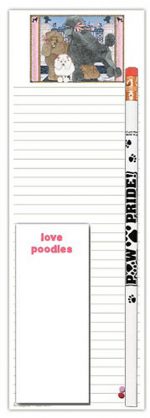 Poodle Dog Notepads To Do List Pad Pencil Gift Set