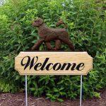 Portuguese Water Dog Outdoor Welcome Garden Sign - Brown in Color