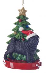 Pug Christmas Tree Ornament Black