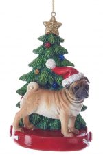 Pug Christmas Tree Ornament Fawn