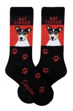 Rat Terrier Socks - Red and Black in Color