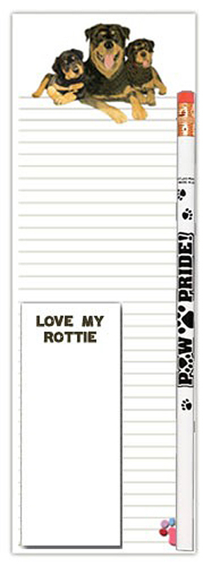 Rottweiler Dog Notepads To Do List Pad Pencil Gift Set
