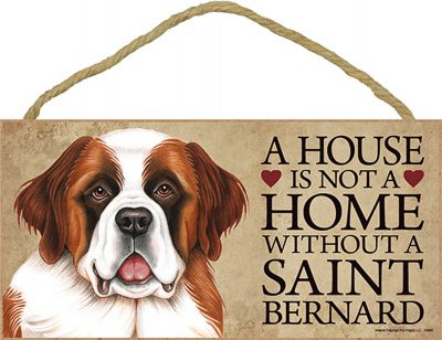 Saint Bernard Wood Dog Sign Wall Plaque 5 x 10 + Bonus Coaster