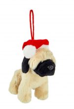 Pug Santa Hat Plush Ornament
