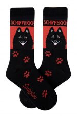 Black Schipperke Socks - Red & Black in Color