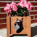 Schnauzer Planter Flower Pot Standard Black Silver