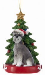 Schnauzer Christmas Tree Ornament Gray