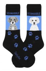 Schnoodle Socks on Blue Background