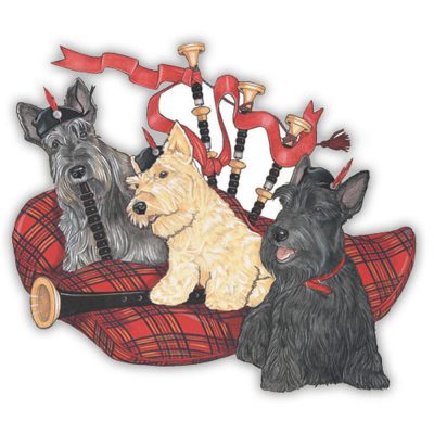 Scottish Terrier Wooden Magnet Family