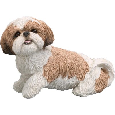 Shih Tzu Sandicast Figurine Original Size - Brown/White