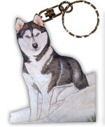 Husky Wooden Dog Breed Keychain Key Ring