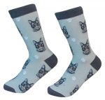Silver Tabby Cat Face Pattern Socks