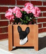 Toy Fox Terrier Planter Flower Pot Black White