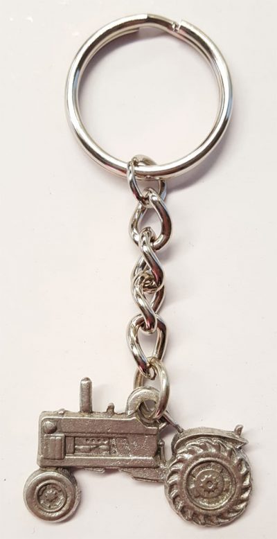 Tractor Keychain Silver Pewter Key Chain Ring