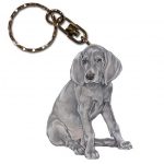 Weimaraner Wooden Dog Breed Keychain Key Ring