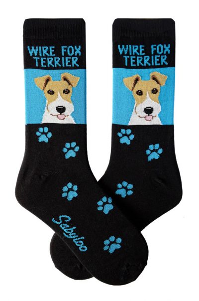 Wire Fox Terrier Socks - Blue & Black in Color