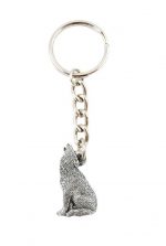 Wolf Howling Keychain Pewter