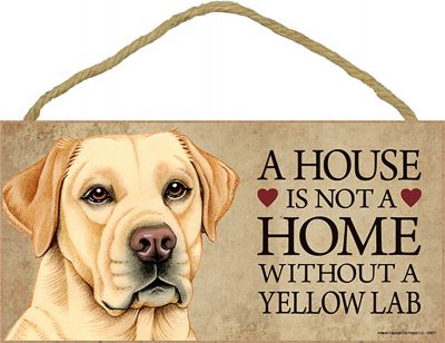 Yellow Lab Wood Dog Sign Wall Plaque Photo Display 5 x 10 + Bonus Coaster
